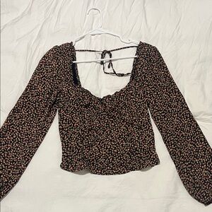 Abercrombie Floral Black and Pink Women's Top